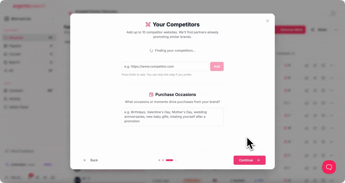 Competitor intelligence and partner type suggestions